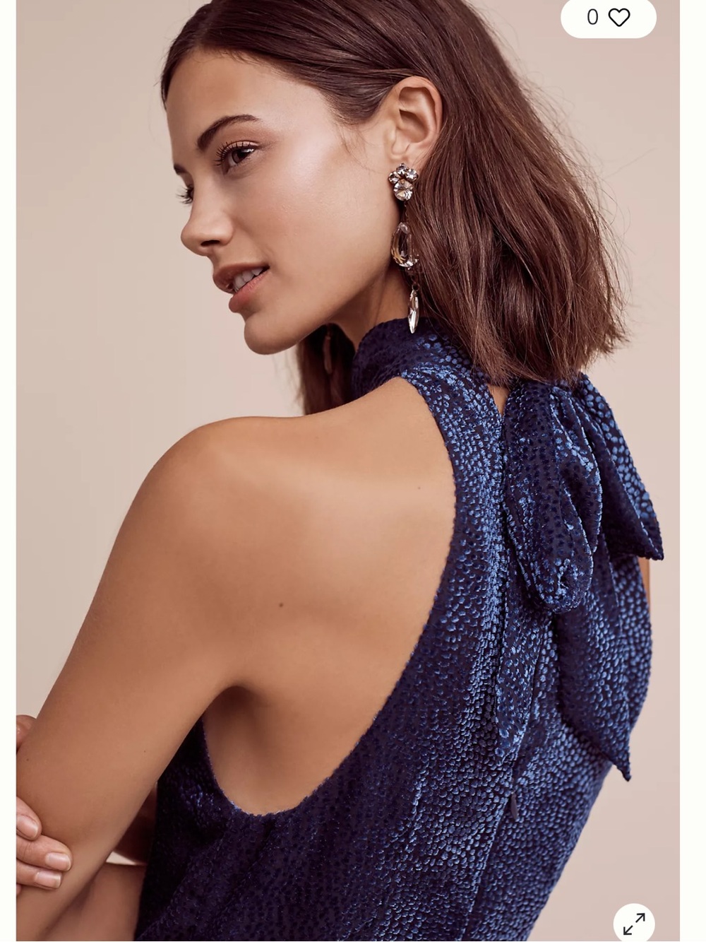 ANTHROPOLOGIE ELEVENSES Nova Velvet Halter Jumpsuit Blue Formal 12 - Picture 5 of 10
